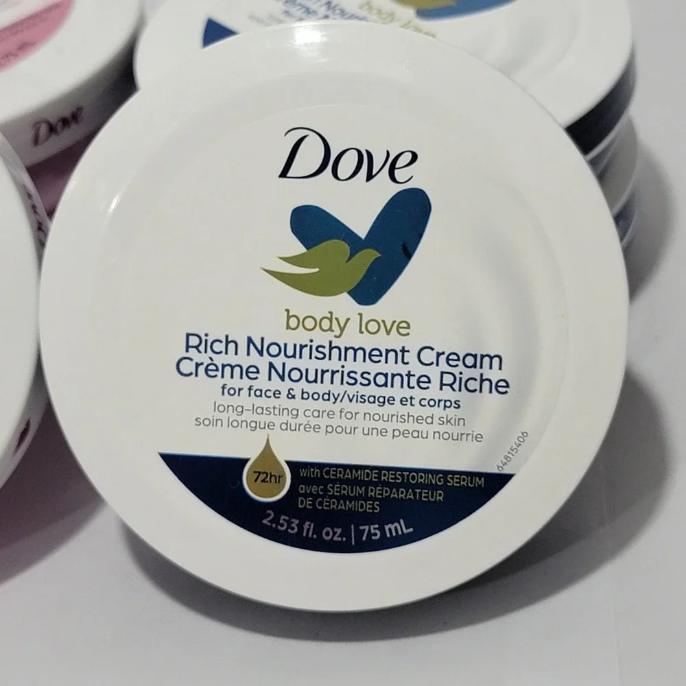 Dove‎ Body Love Cream Set 6 Tins Beauty Cream & Rich Nourishment 2.53oz Each